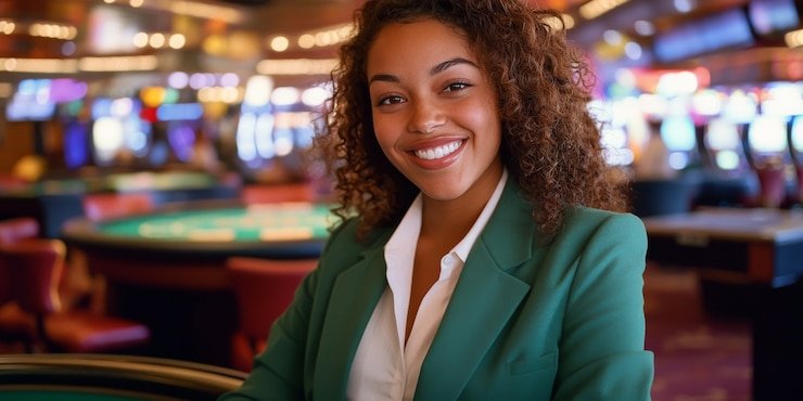 Ilustrasi pemain menikmati live casino dengan tampilan interaktif